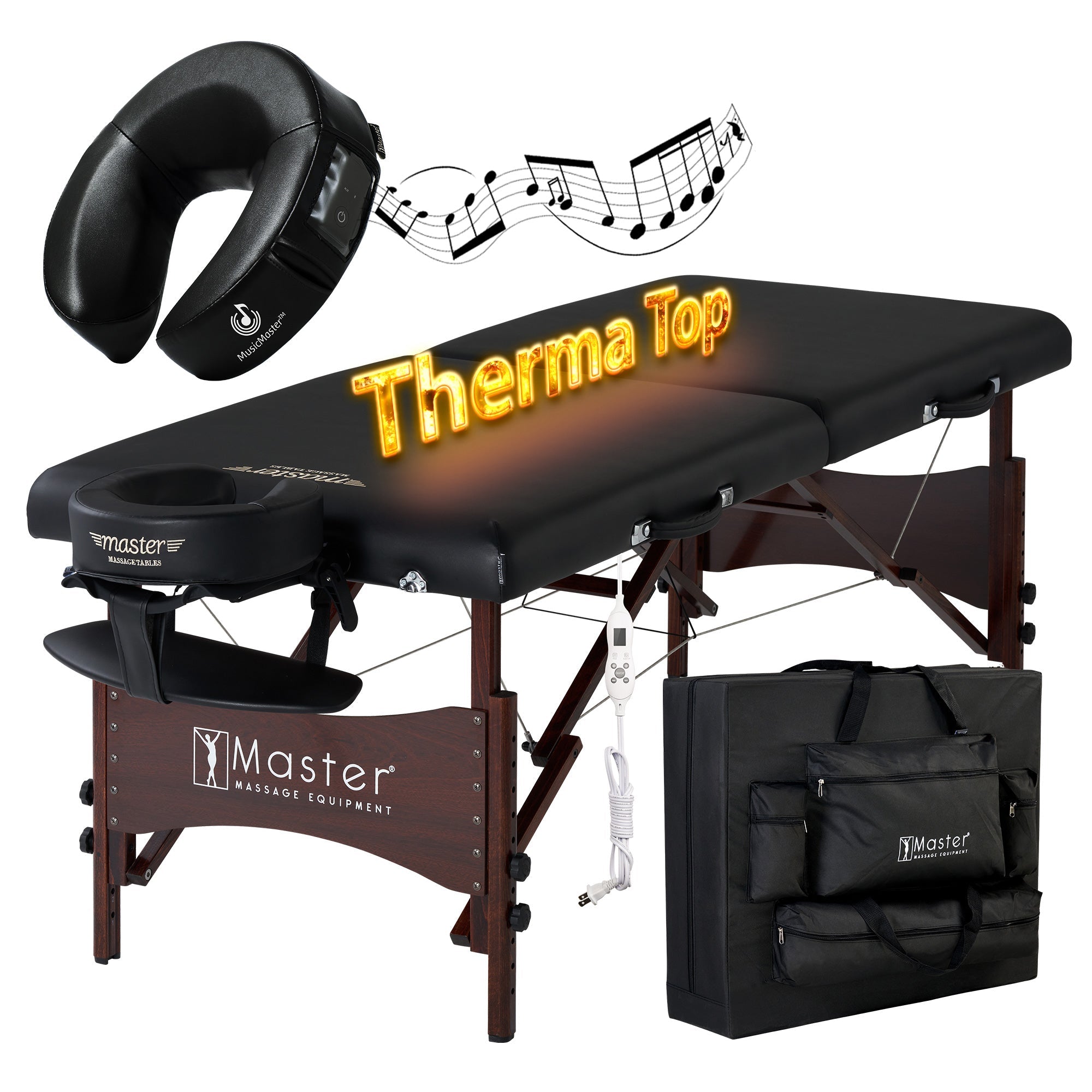 Master Massage 30" ROMA™ Portable Massage Table Package with THERMA-TOP® - Built-In Adjustable Heating System for Extreme Comfort! (Black)