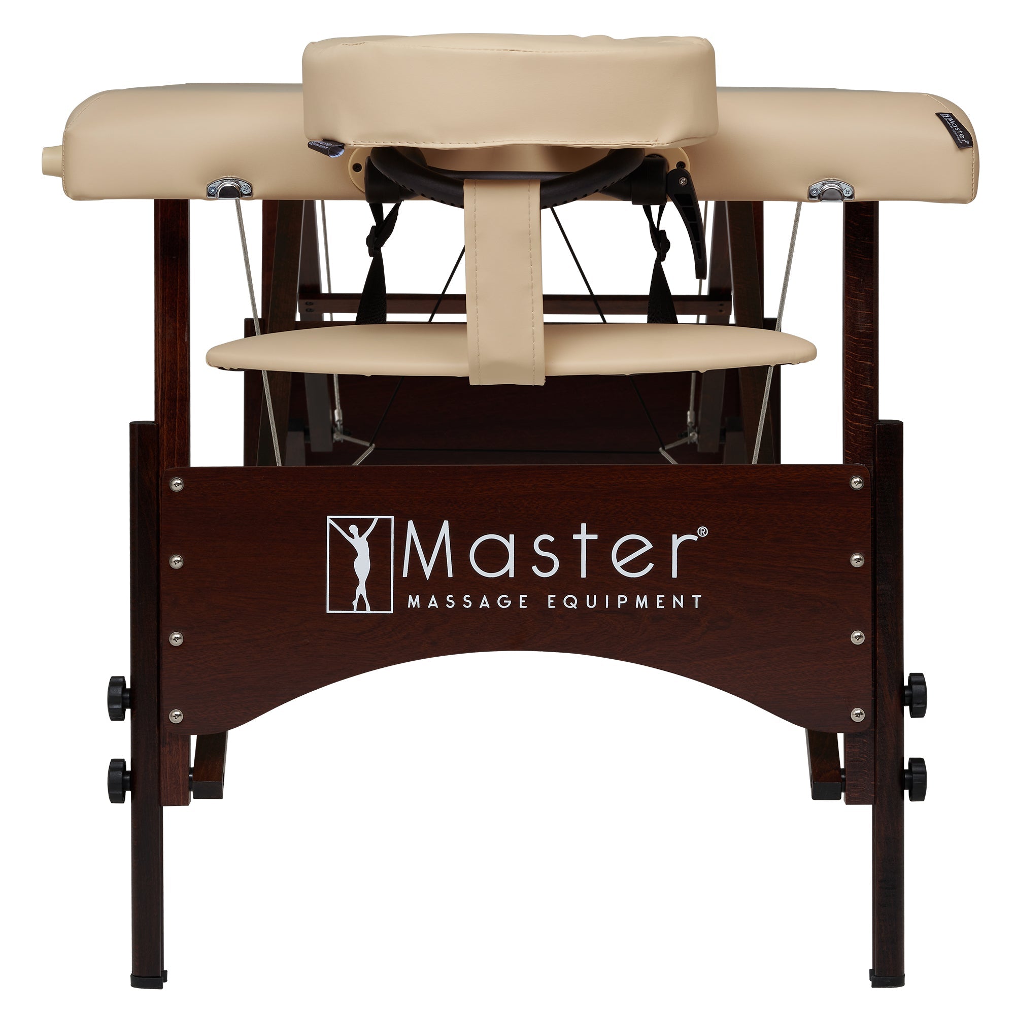 Master Massage 28" Argo Portable Massage Table Package in Cream Upholstery with Walnut Legs