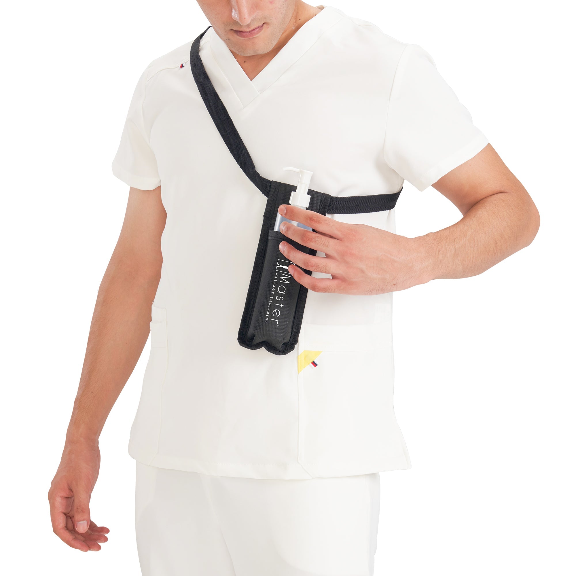 Master Massage Single Bottle Massage Oil Holster Case Bag-Adjustable and Heat-Resistant Bottle Cream & Lotion Single Holster Bag Kit– Incl. One8 Oz Refillable Pump Dispenser