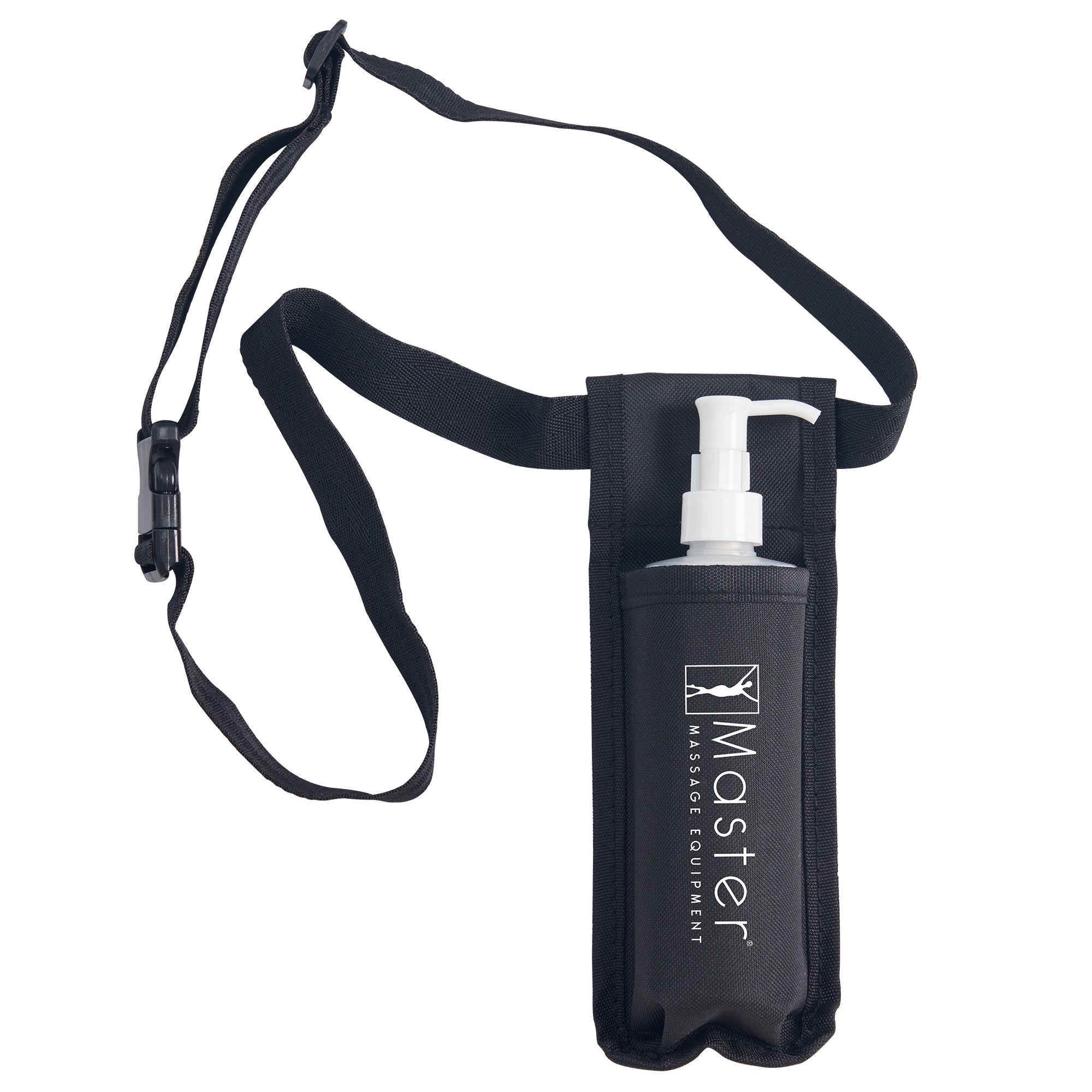 Master Massage Single Bottle Massage Oil Holster Case Bag-Adjustable and Heat-Resistant Bottle Cream & Lotion Single Holster Bag Kit– Incl. One8 Oz Refillable Pump Dispenser