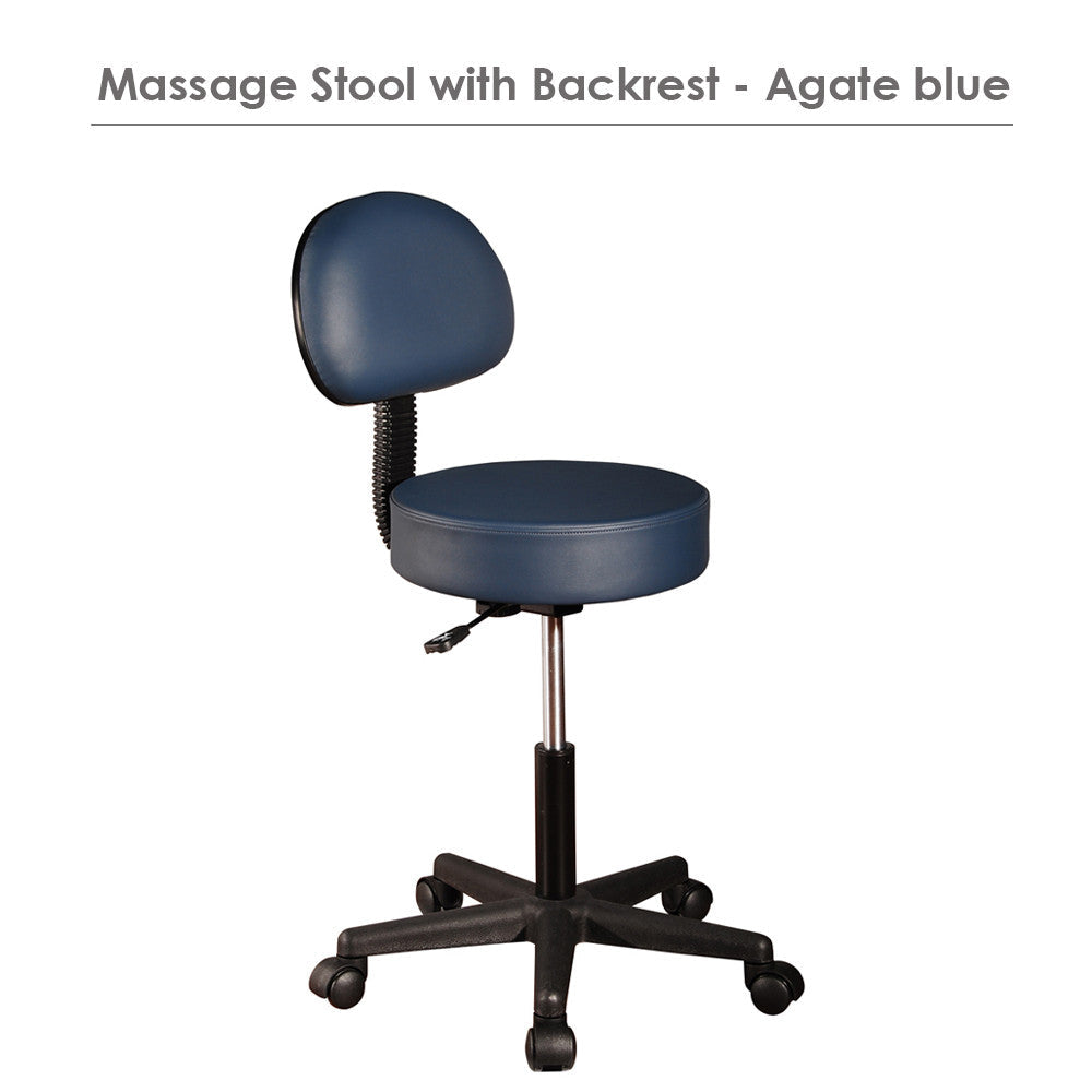 Master Massage Pneumatic Rolling Massage Stool with Backrest, Black
