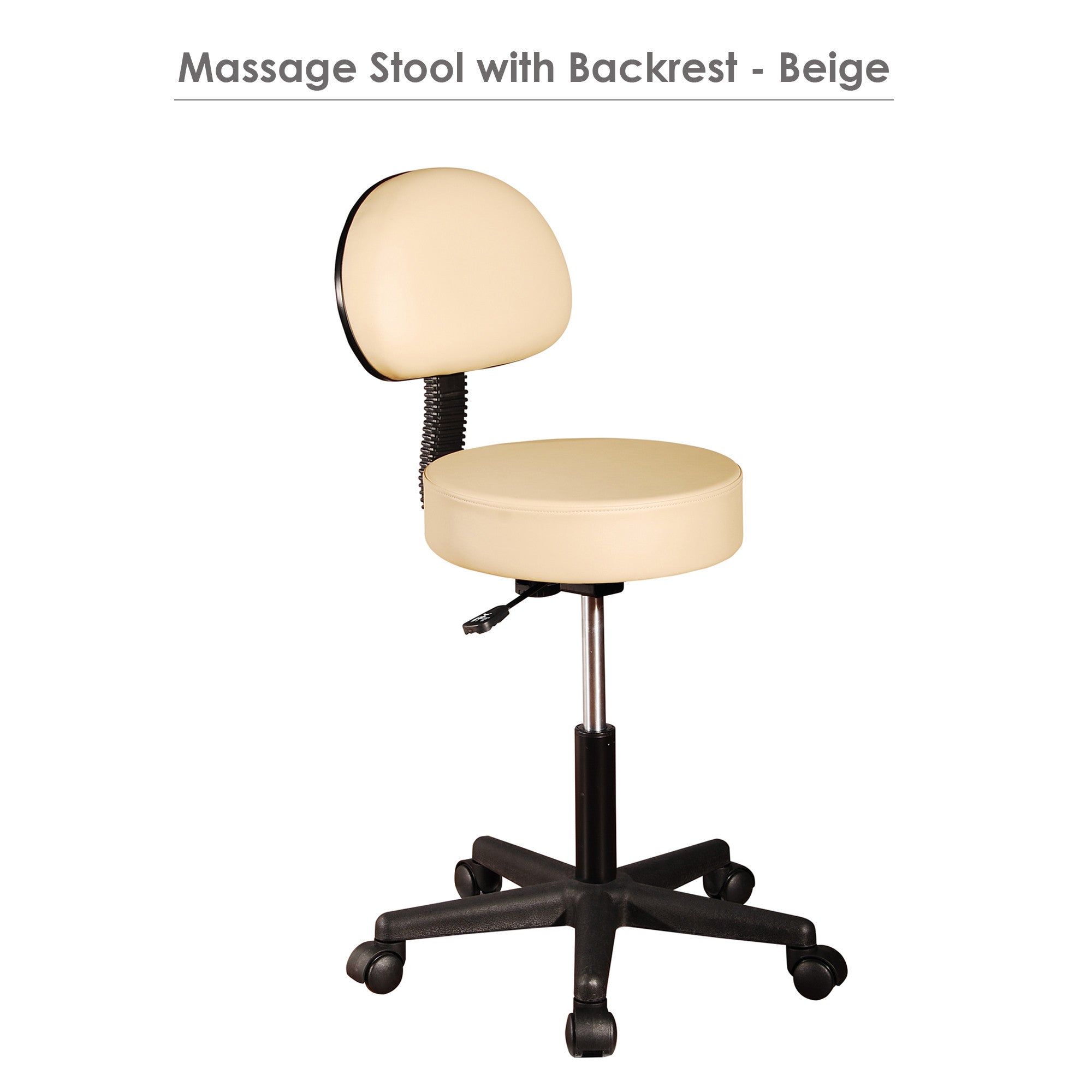Master Massage Pneumatic Rolling Massage Stool with Backrest, Black